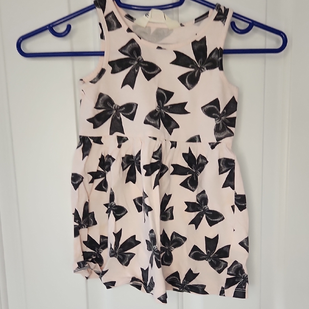 H&M Light Pink Dress with Black Bow Pattern